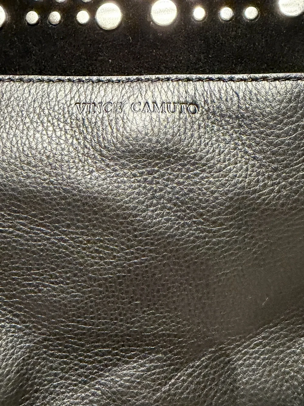 Vince Camuto Black Leather Crossbody with Silver Stud Detail